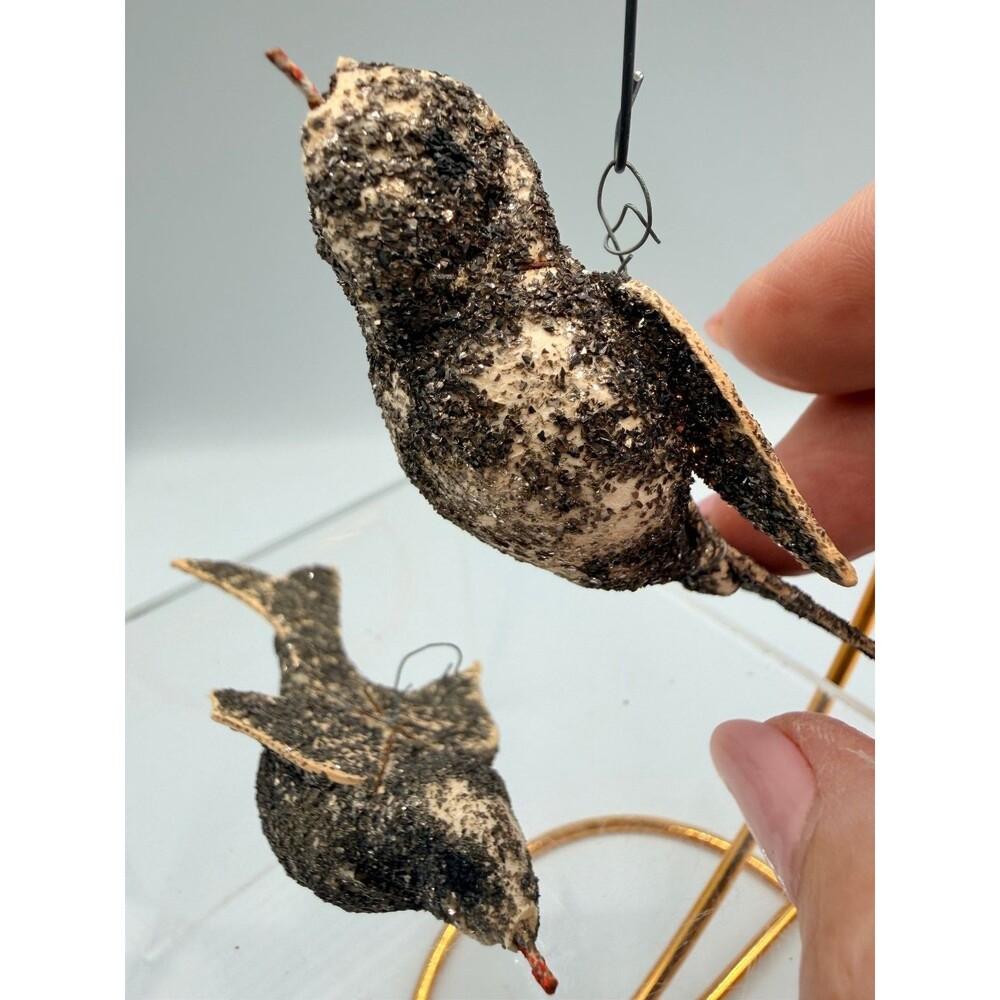 Very Vintage Mica Glitter Cardboard Bird Ornaments - Set of 2 Christmas Holiday - Picture 7 of 15
